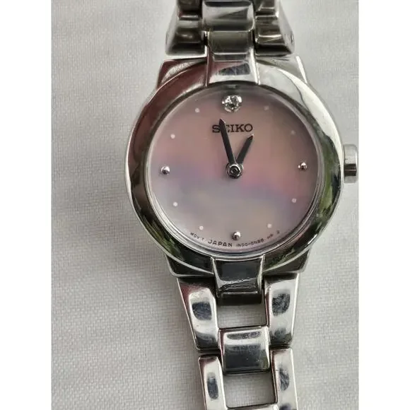 Rare Lady's Seiko Rose 1N00-0GN0 Diamond Dial Quartz Watch New Battery Runs Mint - Picture 9 of 11